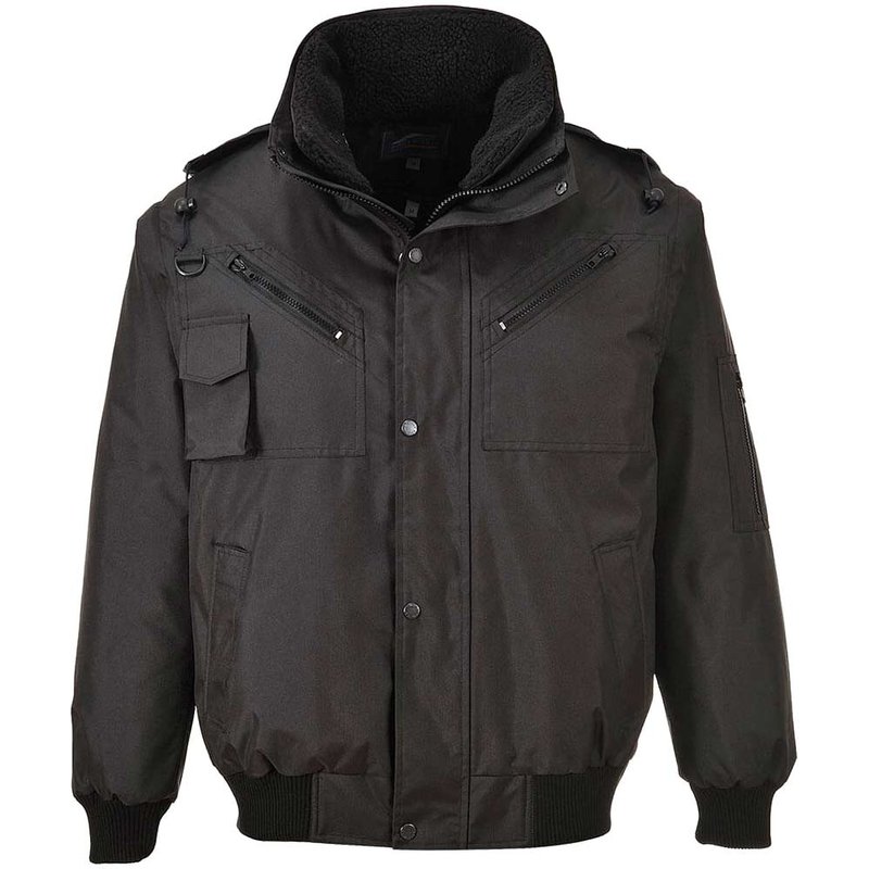 Oxford Weave 300D 4 in 1 Waterproof Bomber Jacket Black 2XL