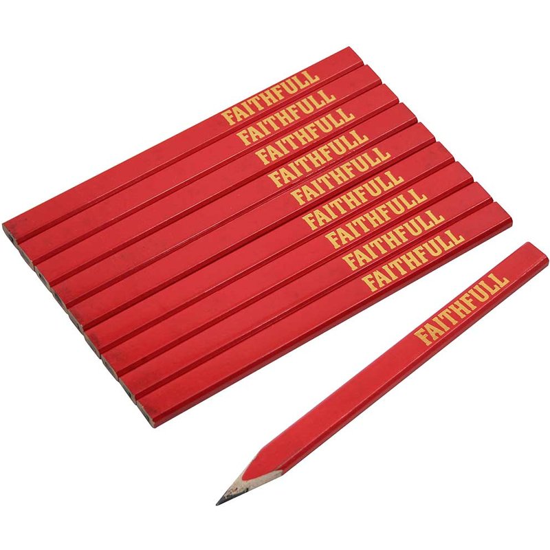 Faithfull FSC Carpenter's Pencils - Red / Medium (Pack 10) FAICPR10FSC