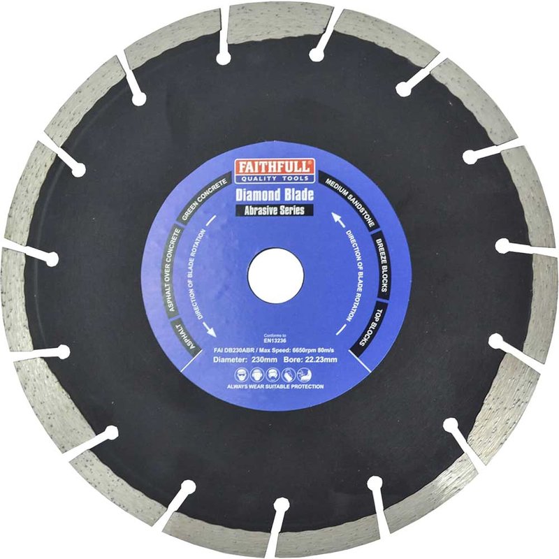 Faithfull Diamond Cutting Disc for Abrasive Materials 230mm 22mm