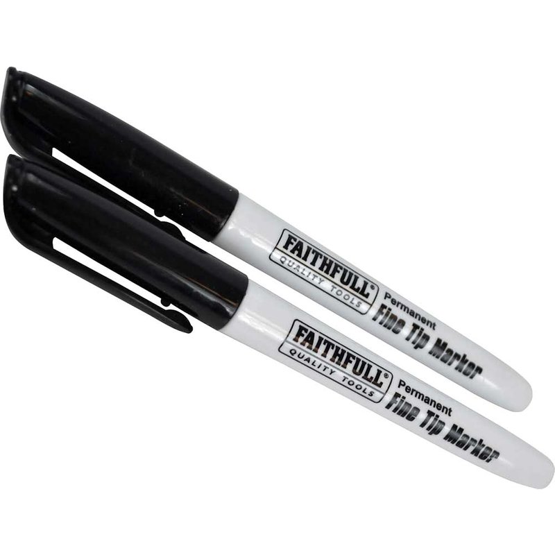 Faithfull Fibre Tip Marker Pen Black (Pack 2) FAIFTMBLK2