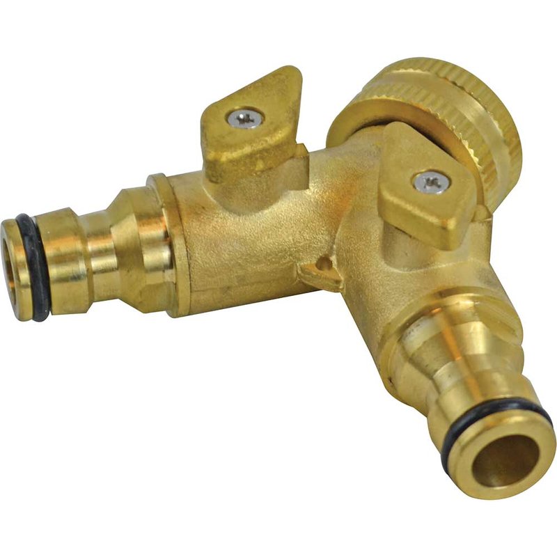 Faithfull 2 Way Shut Off Valve 19mm (3/4in) to 2 x 12.5mm (1/2in) FAIHOSE2WAY