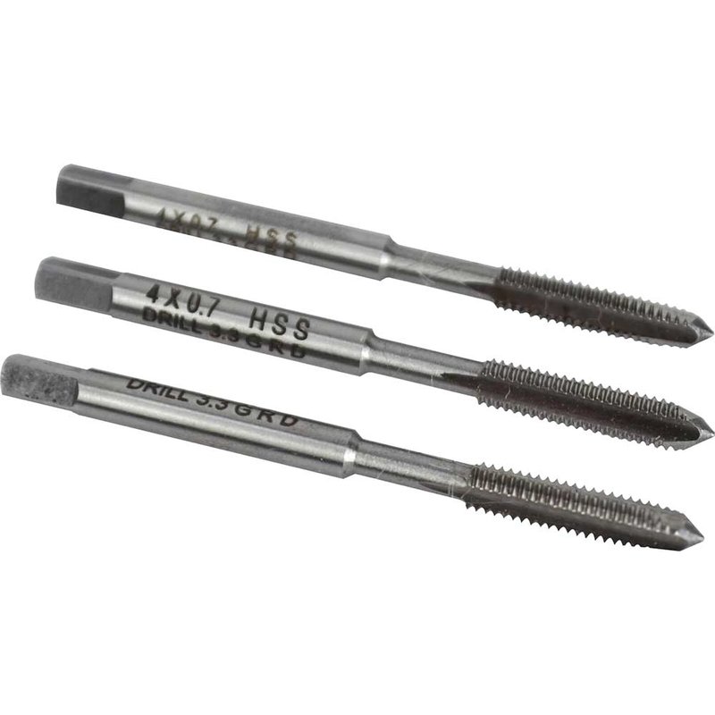 Faithfull HSS Straight Flute Tap Set M4 x 0.7, 3 Piece FAIHSSTM4