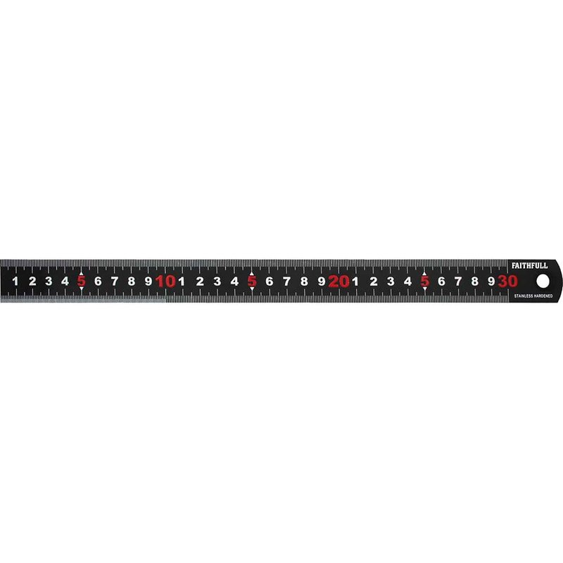 Faithfull Matt Black Stainless Steel Measuring Rule 300mm FAIRUL300MB