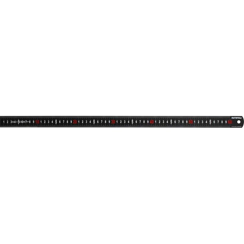 Faithfull Matt Black Stainless Steel Measuring Rule 600mm FAIRUL600MB