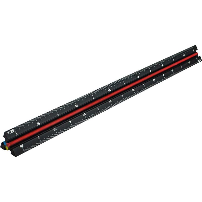 Faithfull Prestige Tri-Scale Engineer Rule Black Aluminium 300mm FAIRULETECNC