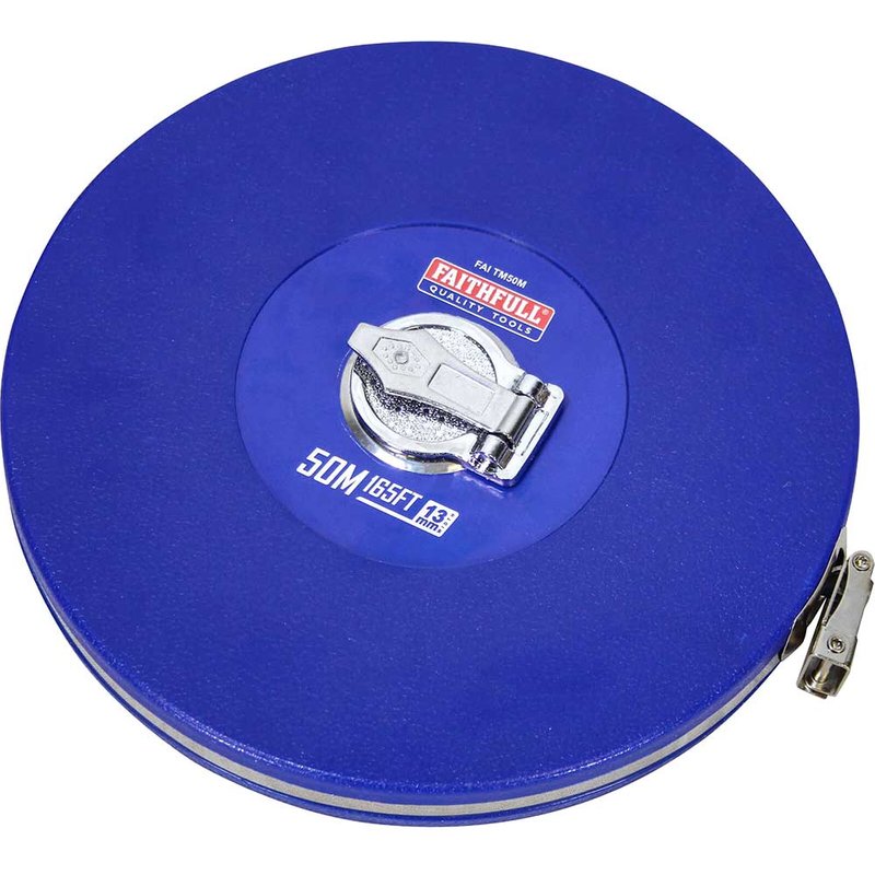 Faithfull Rounded Long Fibreglass Tape Measure Imperial & Metric 165ft / 50m 13mm