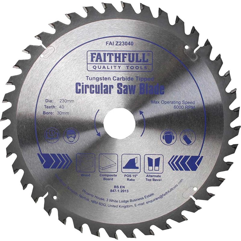 Faithfull TCT Circular Saw Blade 230 x 30mm x 40T POS FAIZ23040