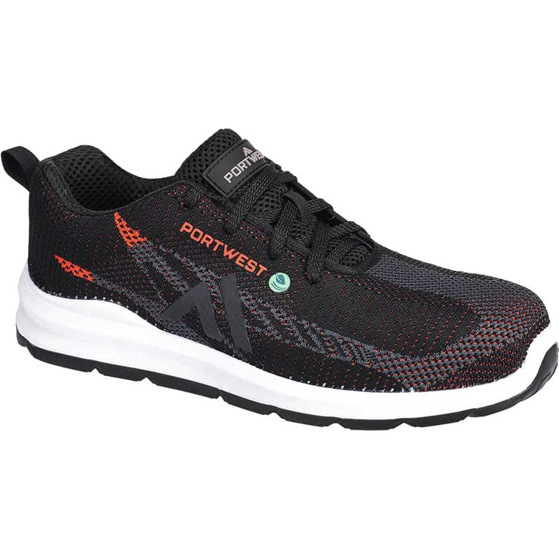 Portwest Eco Fly Composite Safety Trainers Black / Red Size 10.5