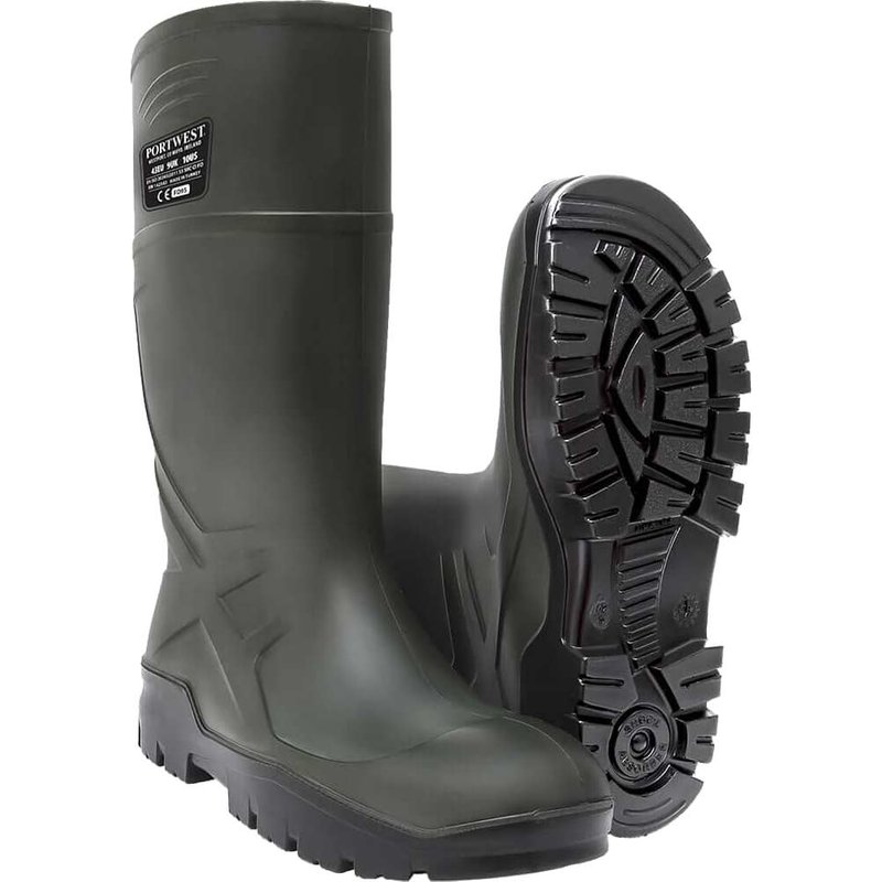 Portwest PU Safety Wellington Boots Green Size 10