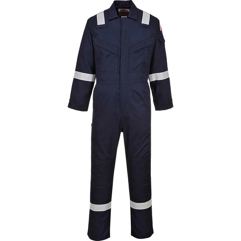 BizFlame Mens Flame Resistant Super Lightweight Antistatic Coverall Navy Blue S 32"