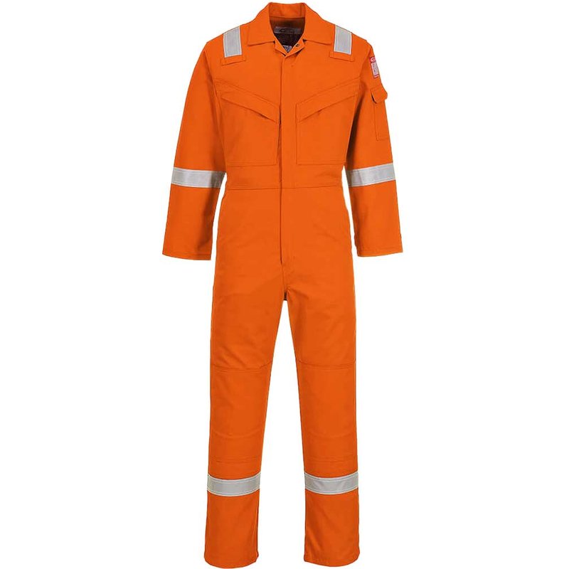 BizFlame Mens Flame Resistant Super Lightweight Antistatic Coverall Orange M 34"