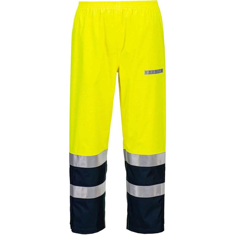 Bizflame Rain Hi Vis Waterproof Light Arc Trousers Yellow / Navy 3XL
