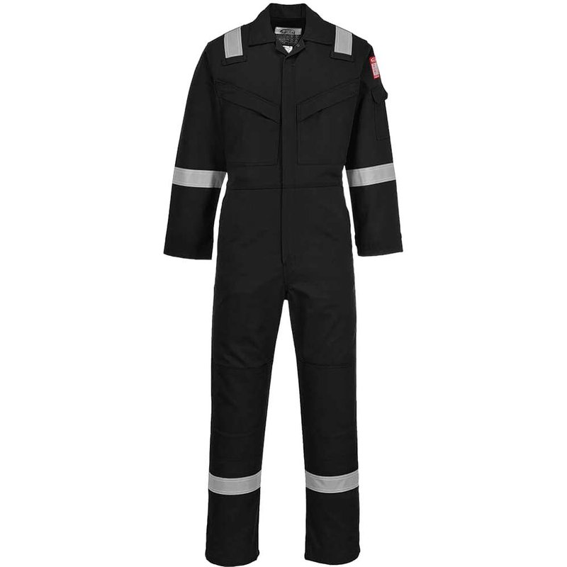 BizFlame Mens Aberdeen Flame Resistant Antistatic Coverall Black M 32"
