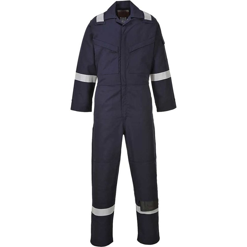 BizFlame Mens Aberdeen Flame Resistant Antistatic Coverall Navy Blue L 32"