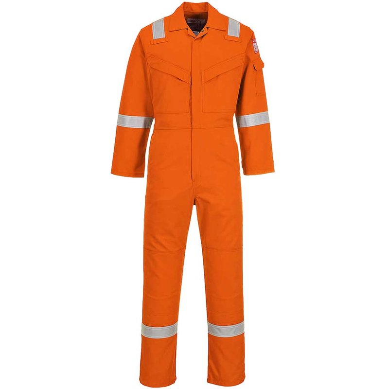 BizFlame Mens Aberdeen Flame Resistant Antistatic Coverall Orange XL 32"