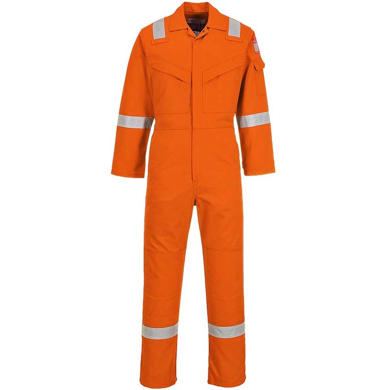 BizFlame Mens Aberdeen Flame Resistant Antistatic Coverall Orange 3XL 34"