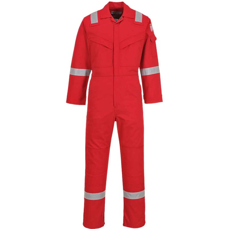 BizFlame Mens Aberdeen Flame Resistant Antistatic Coverall Red 3XL 32"