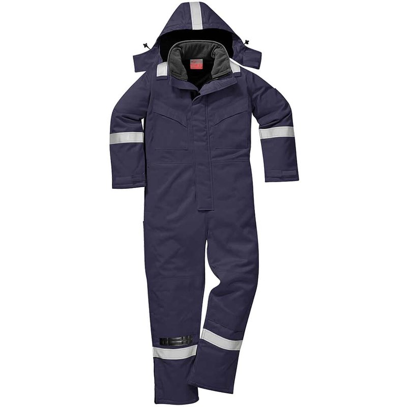 BizFlame Mens Flame Resistant Antistatic Winter Overall Navy Blue L 32"