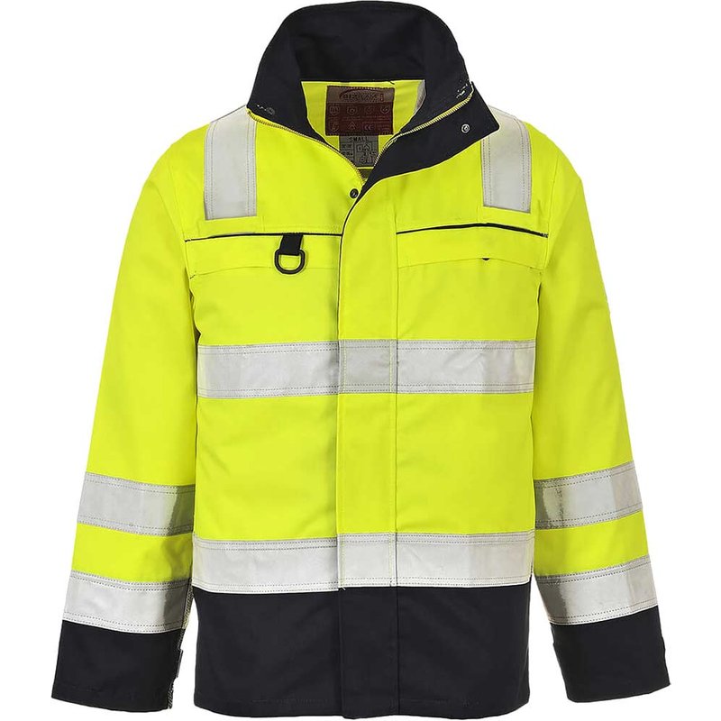 BizFlame Flame Resistant Hi Vis Multi Norm Jacket Yellow / Navy 2XL