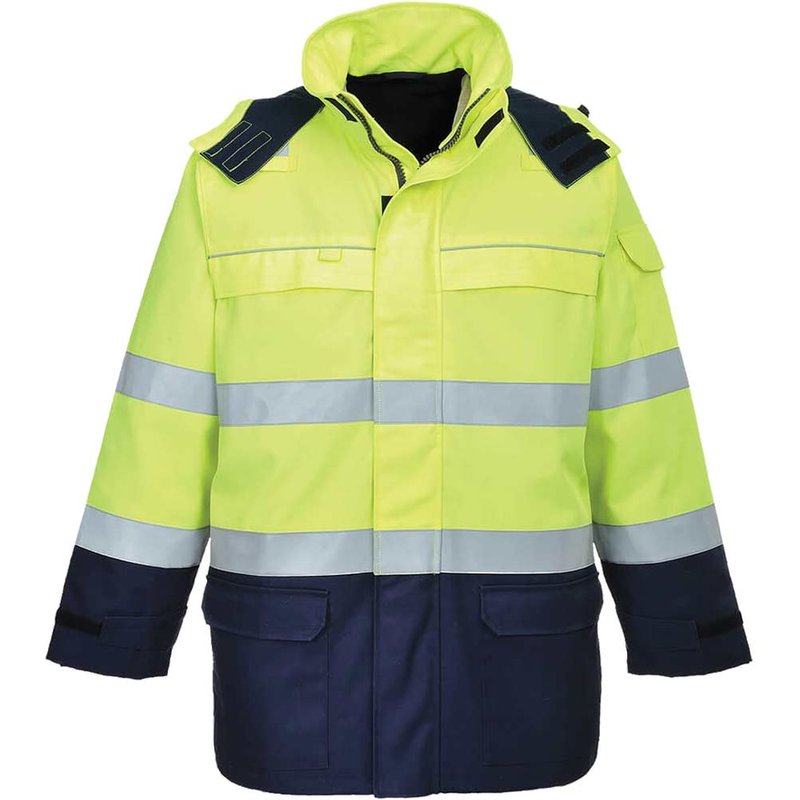 BizFlame Hi Vis Flame Resistant Multi Arc Jacket Yellow / Navy M