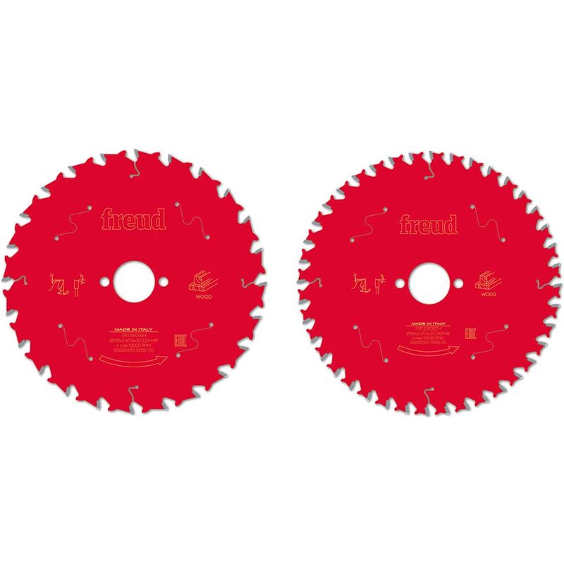 Freud Wood Circular Saw Blade 2 Pack 190 x 30 x 2.4mm x 24T / 40T F03FS09893