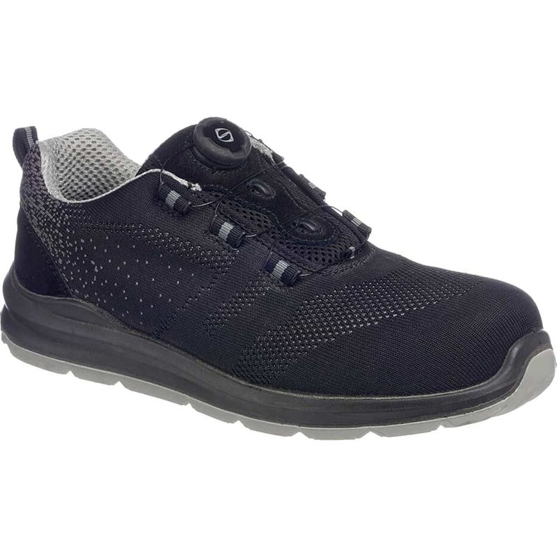 Portwest Compositelite Wire Lace Knit Safety Trainers Black / Grey Size 10