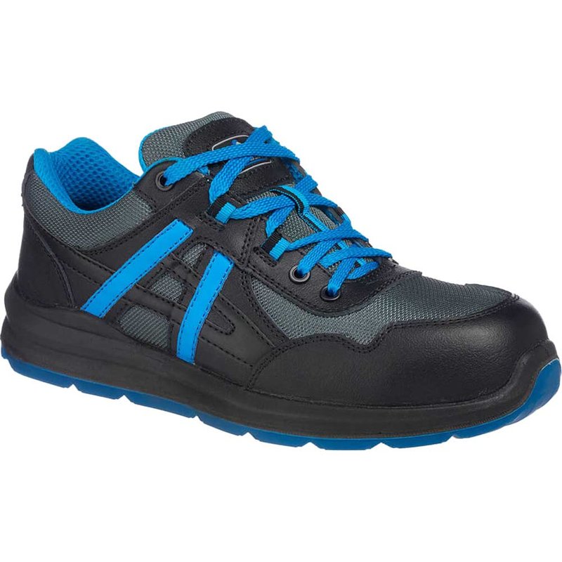 Portwest Compositelite Mersey S1P Safety Trainers Black / Blue Size 12