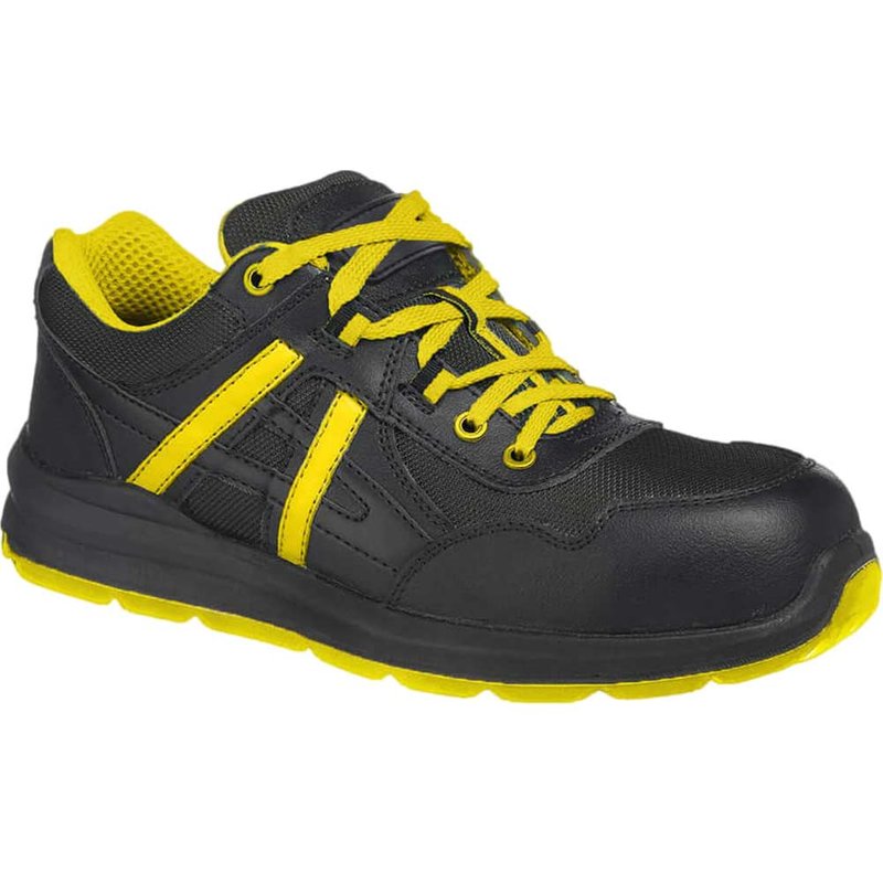 Portwest Compositelite Mersey S1P Safety Trainers Black / Yellow Size 6.5