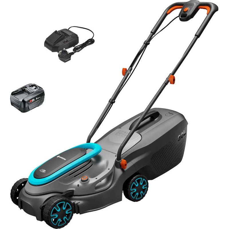 Gardena POWERMAX 32 P4A 18v Cordless Rotary Lawnmower 320mm 2 x 2.5ah Li-ion Battery Charger