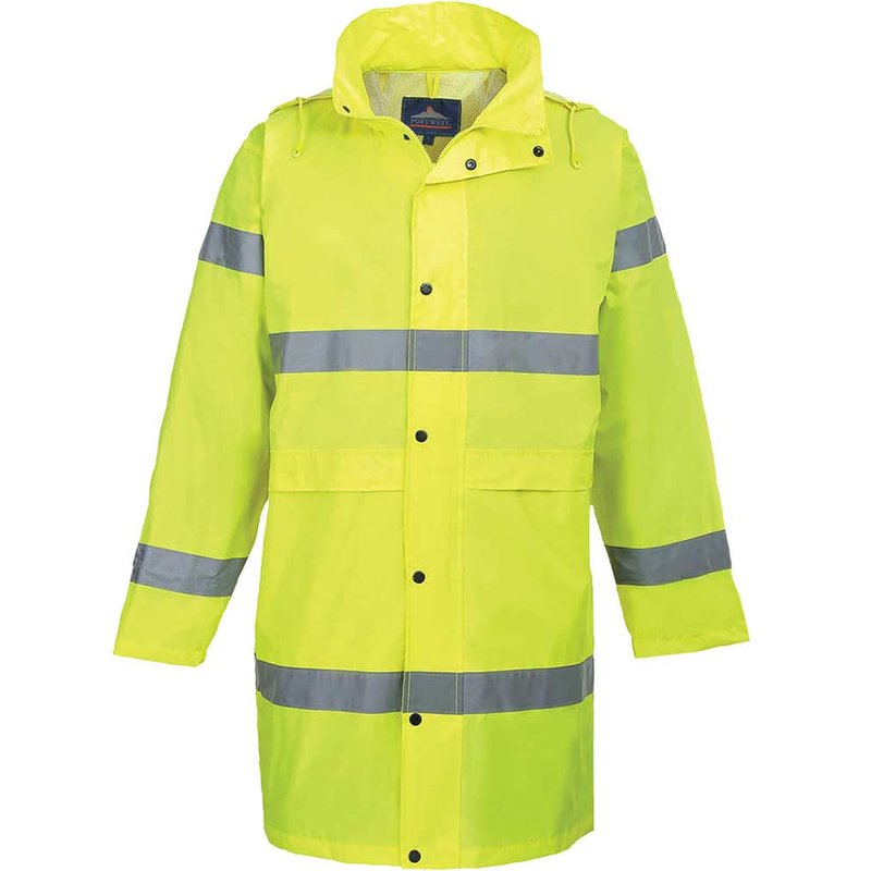 Portwest Hi Vis Long Rain Coat Yellow S