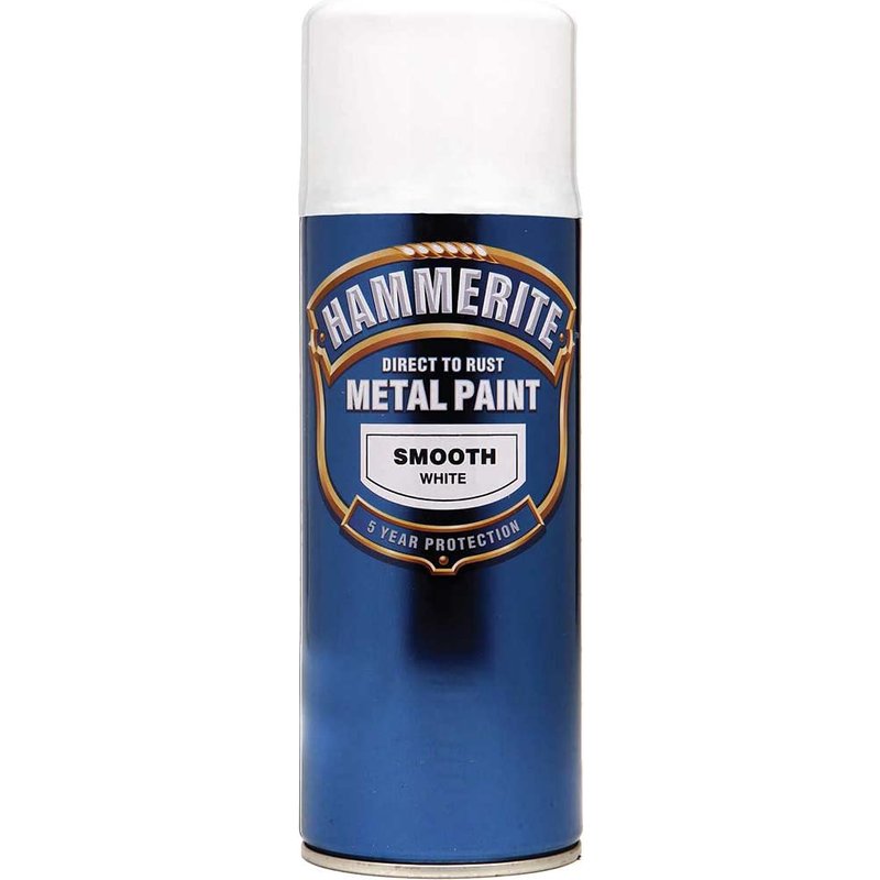 Hammerite Smooth Finish Aerosol Spray Metal Paint White 400ml