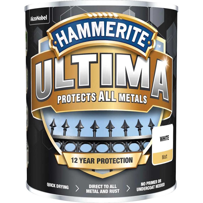 Hammerite Ultima Metal Paint Matt White 750ml 5362538