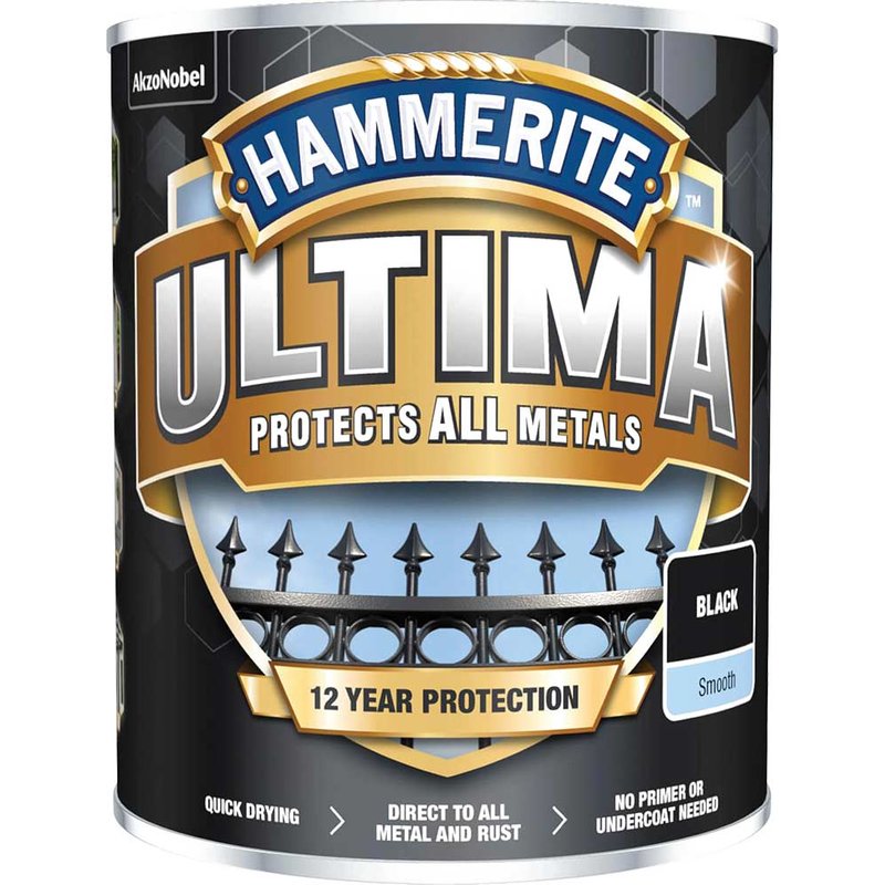 Hammerite Ultima Metal Paint Smooth Black 750ml 5362526