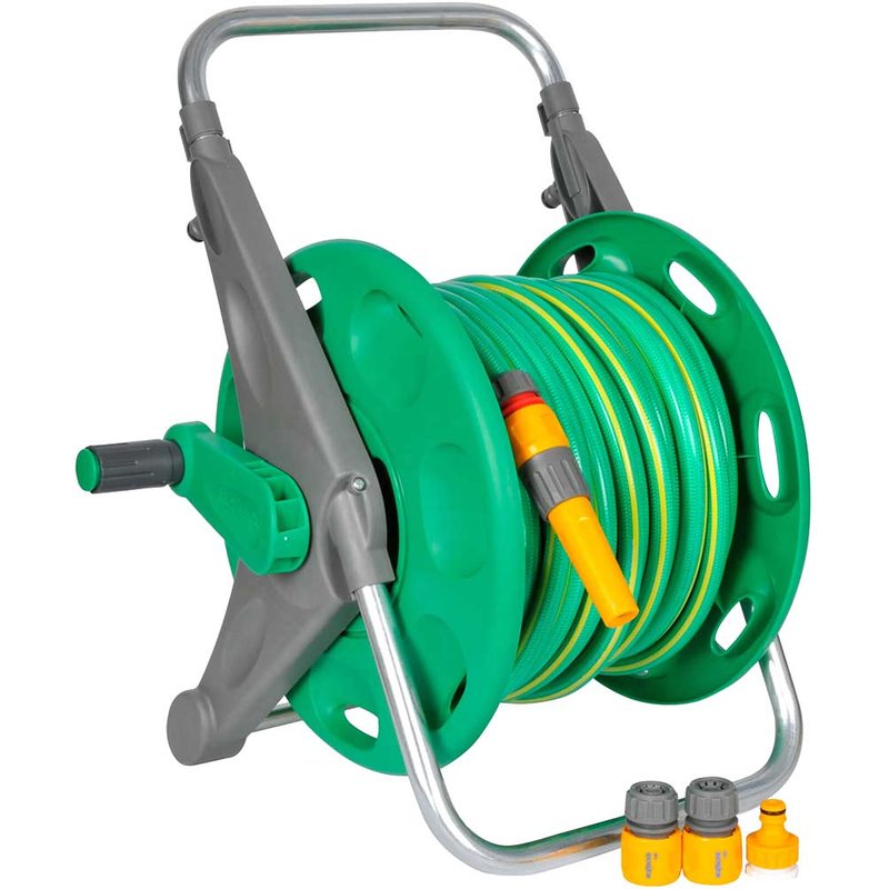 Hozelock Floor Standing Hose Reel 1/2" / 12.5mm 30m Grey & Yellow