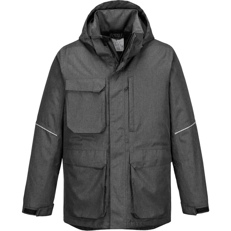 Portwest KX3 Mens Parka Jacket Grey Marl XL