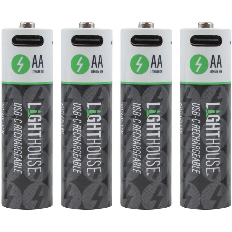 Lighthouse AA USB-C Rechargeable Li-ion Battery Pack of 4