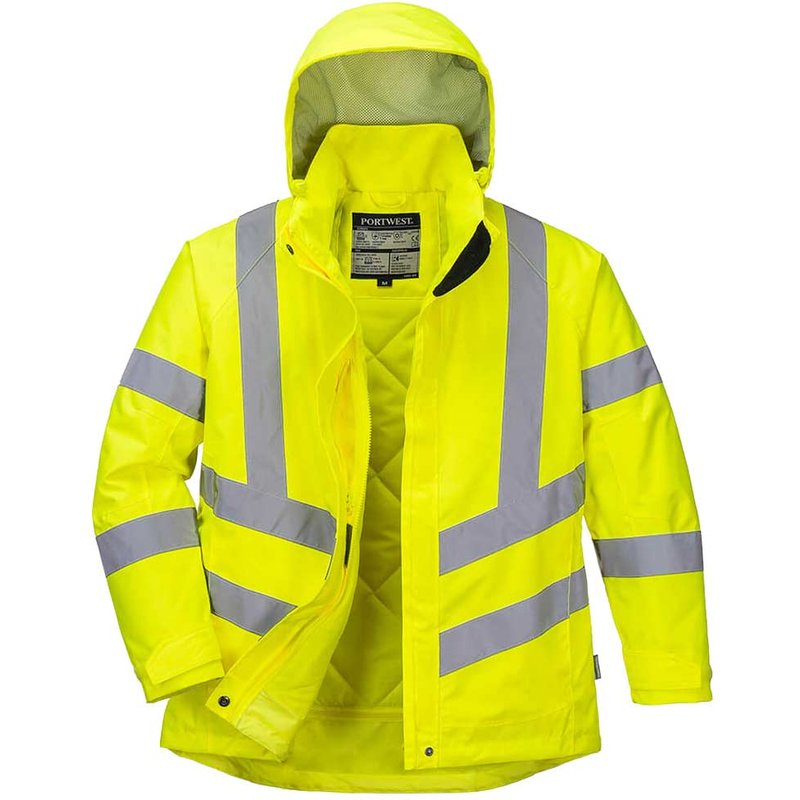 Oxford Weave 300D Class 3 Womens Hi Vis Winter Jacket Yellow 2XL