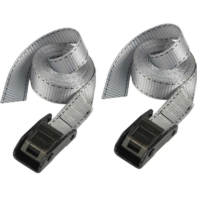 Master Lock Lashing Strap with Metal Buckle, Grey 2.5m 150kg (Pack 2) 3110EURDAT