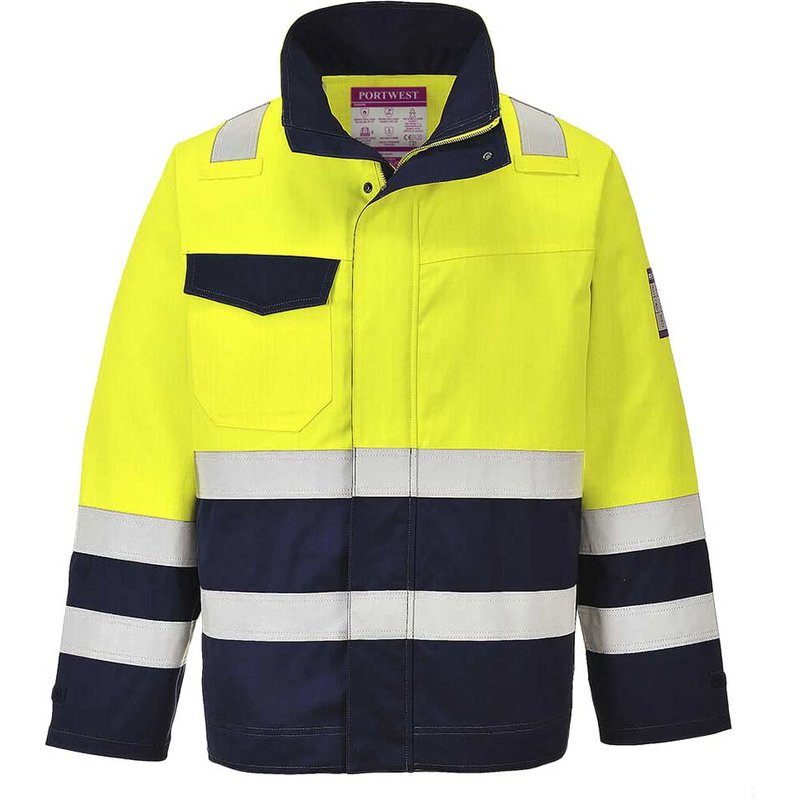 Modaflame Flame Resistant Hi Vis Jacket Yellow / Navy 2XL