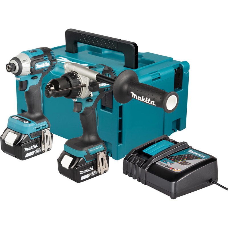 Makita DLX2566TJ 18v LXT Cordless Brushless Combi Drill and Impact Driver Kit 2 x 5ah Li-ion Charger Case