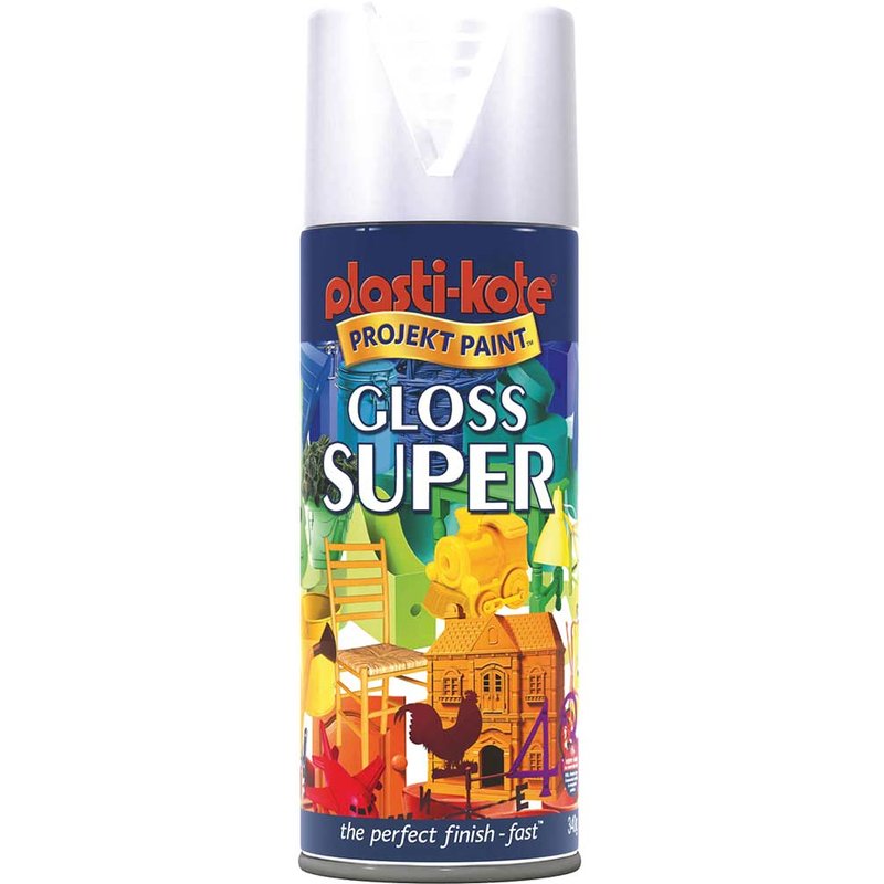Plastikote Super Gloss Aerosol Spray Paint White 400ml