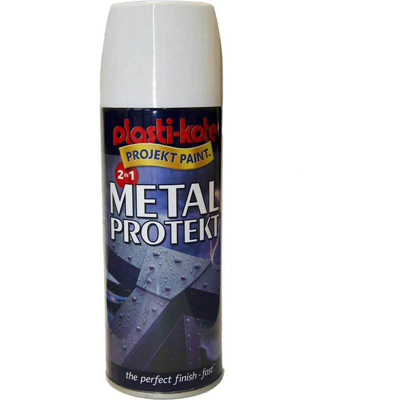 Plastikote Metal Protekt Aerosol Spray Paint White 400ml
