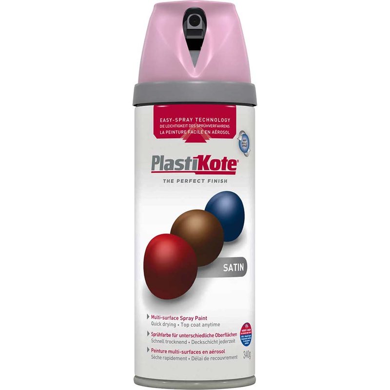 Plastikote Premium Satin Aerosol Spray Paint Cameo Pink 400ml