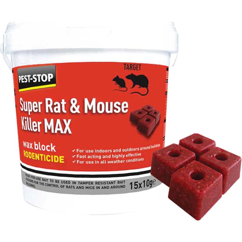 Pest-Stop (Pelsis Group) Super Rat/Mouse Killer Wax Block 15 x 10g PSWB03 PSWB03
