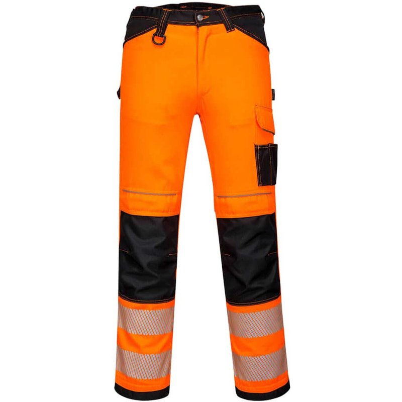 Portwest PW3 Hi Vis Lightweight Stretch Trousers Orange / Black 41" 31"