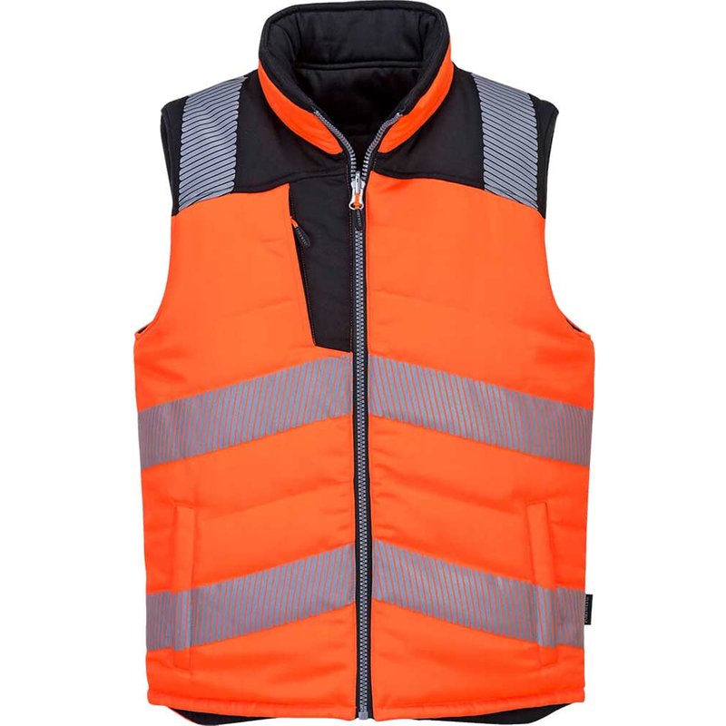 Portwest PW3 Reversible Hi Vis Bodywarmer Orange / Black L