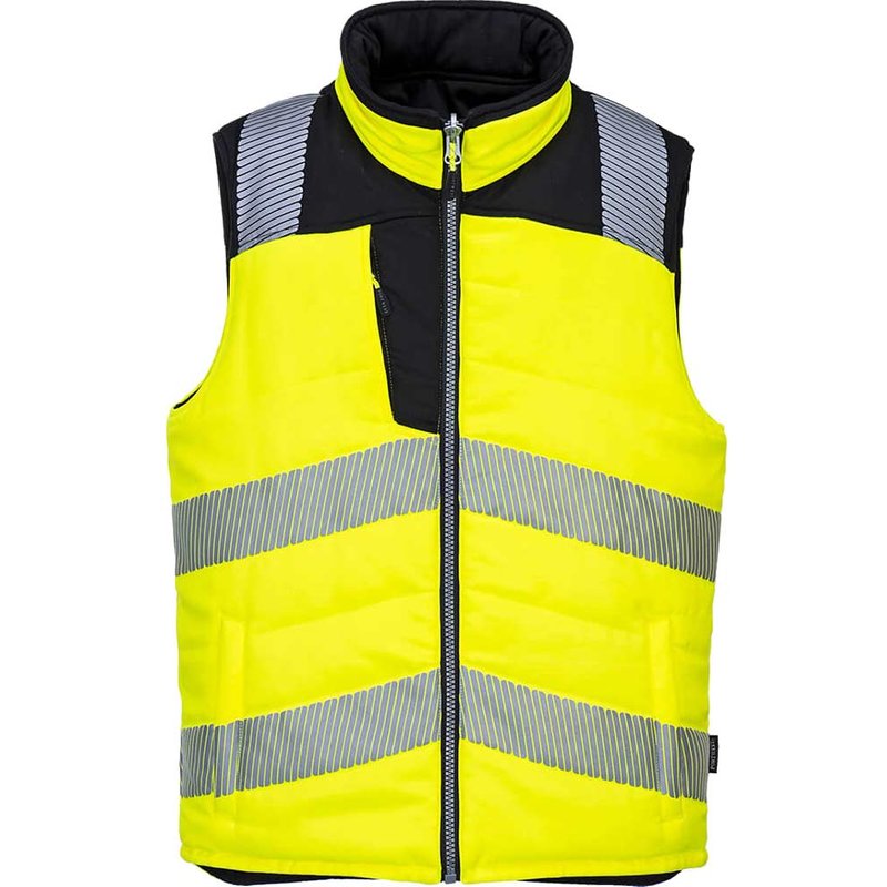 Portwest PW3 Reversible Hi Vis Bodywarmer Yellow / Black M