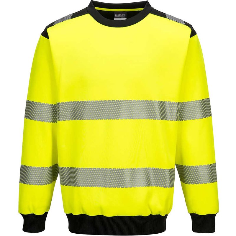 Portwest PW3 Hi Vis Crew Neck Sweatshirt Yellow / Black XL