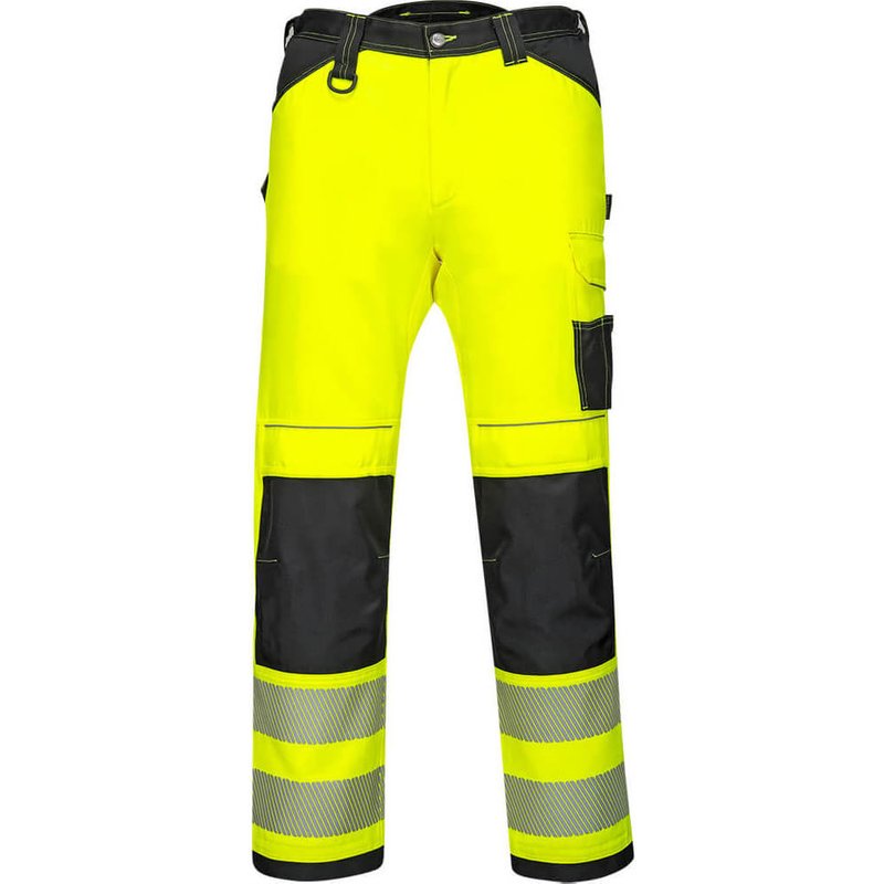 Portwest PW3 Womens Hi Vis Stretch Work Trousers Yellow / Black 32" 31"