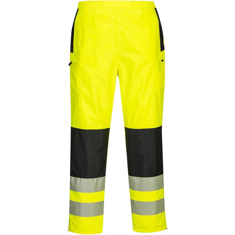 Oxford Weave 300D Class 2 PW3 Hi Vis Womens Waterproof Rain Trousers Yellow / Black XS 31"